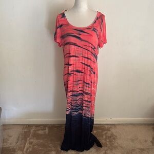 Torrid Tie-Dye Maxi Dress in Pink and Blue